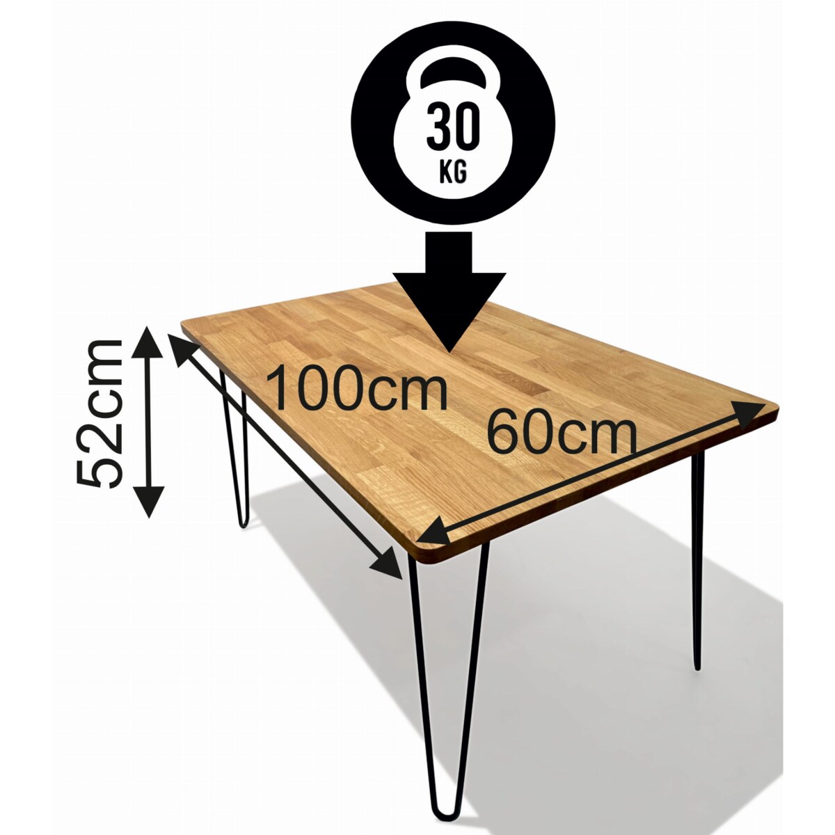 Stolik kawowy Tavolo dębowy LOFT 60x100cm