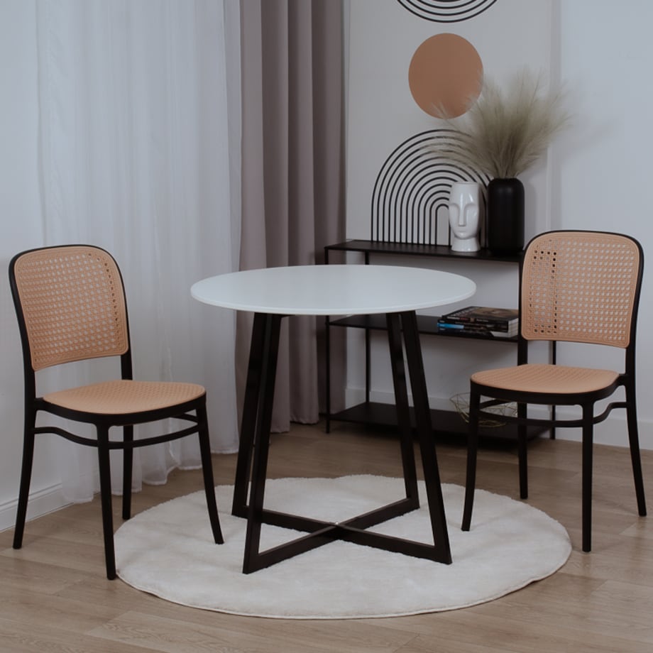 Krzesło plastikowe czarne plecione do salonu jadalni klasyczne z oparciem