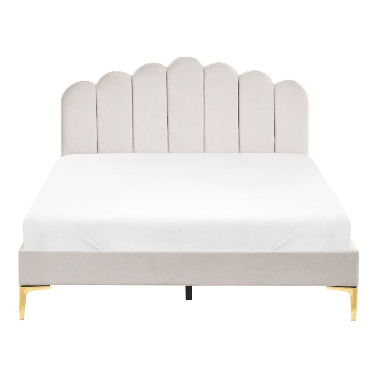 Łóżko Welur SAUVIAN 160 x 200 cm Złamana biel