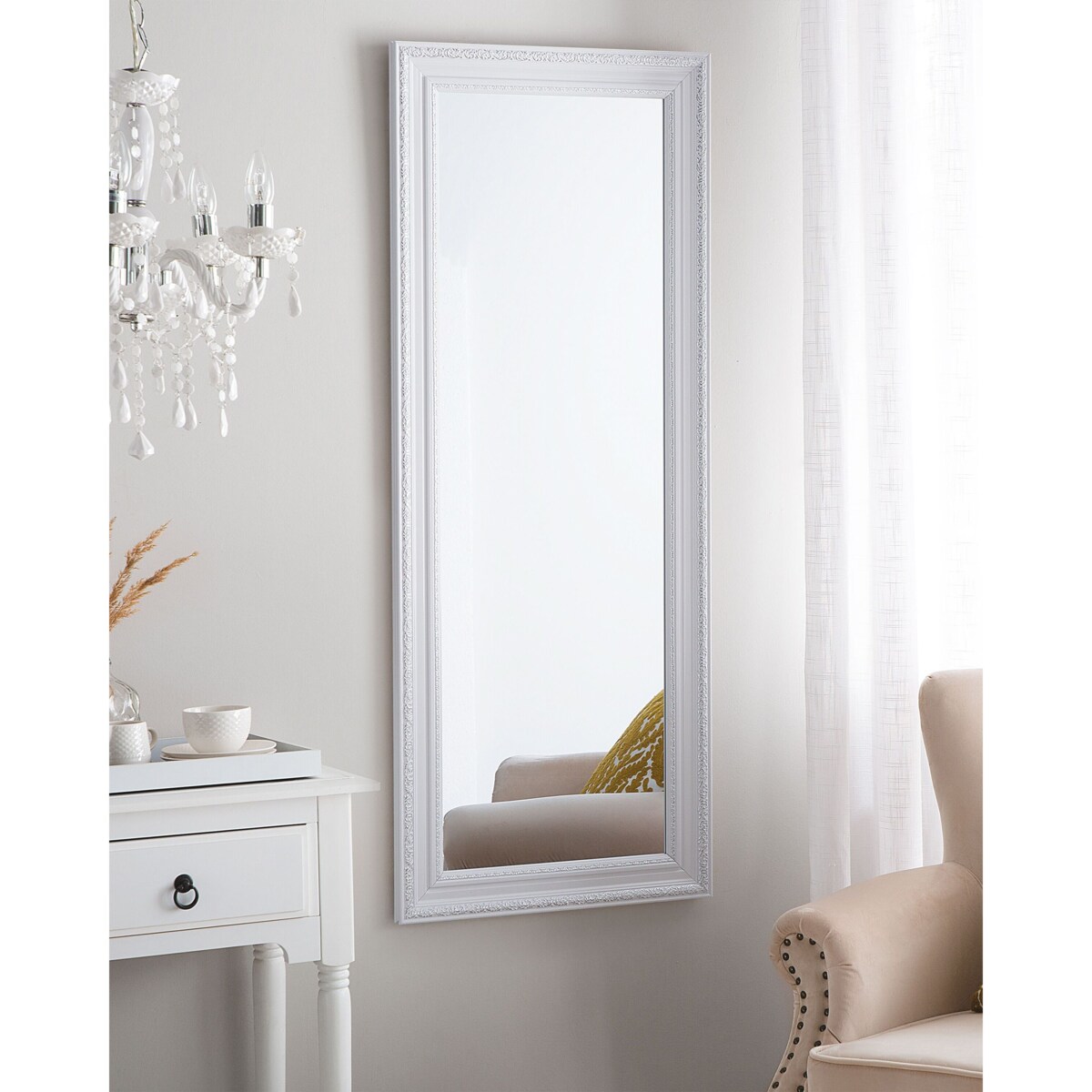 Lustro ścienne 50 x 130 cm biało-srebrne VERTOU