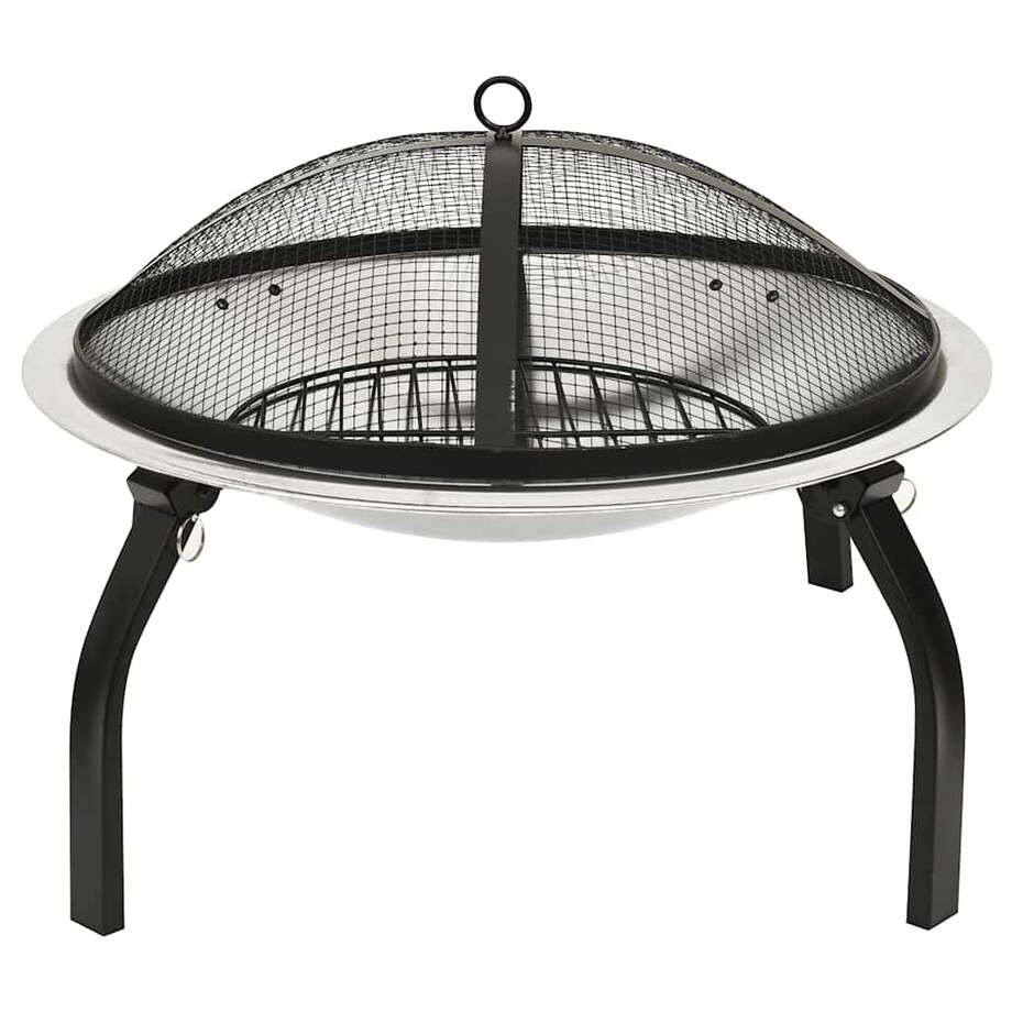 vidaXL Palenisko i grill 2-w-1, z pogrzebaczem, 56x56x49 cm, stal
