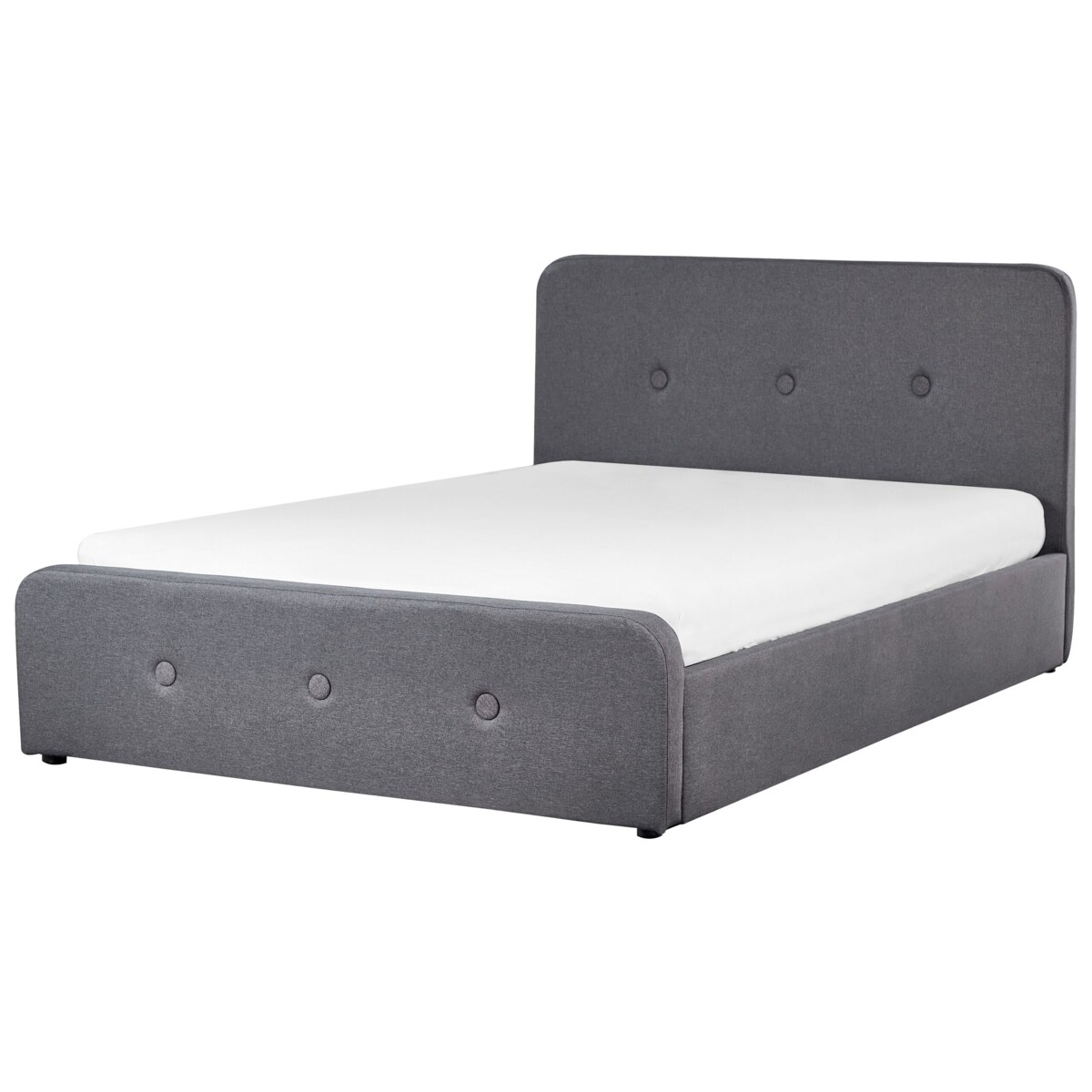 Łóżko z pojemnikiem tapicerowane 140 x 200 cm ciemnoszare RENNES