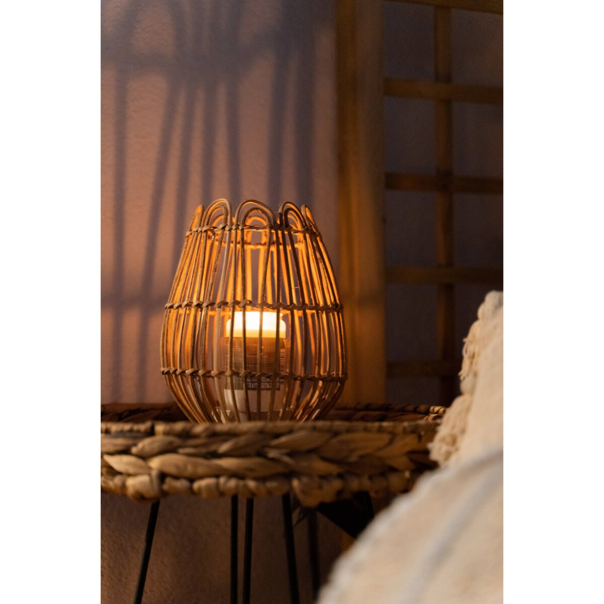 Lampion na balkon, rattanowy, wys. 22 cm