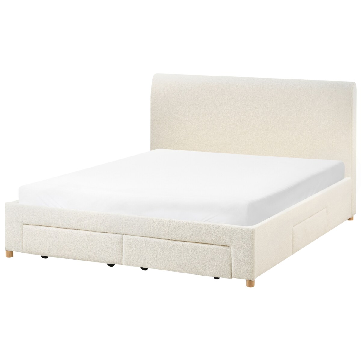 Łóżko z szufladami Boucle SOUTRIN 180 x 200 cm Złamana biel