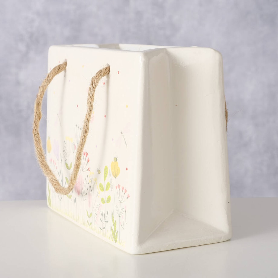 Osłonka ceramiczna torebka FLORINA, 15 x 8 x 12 cm