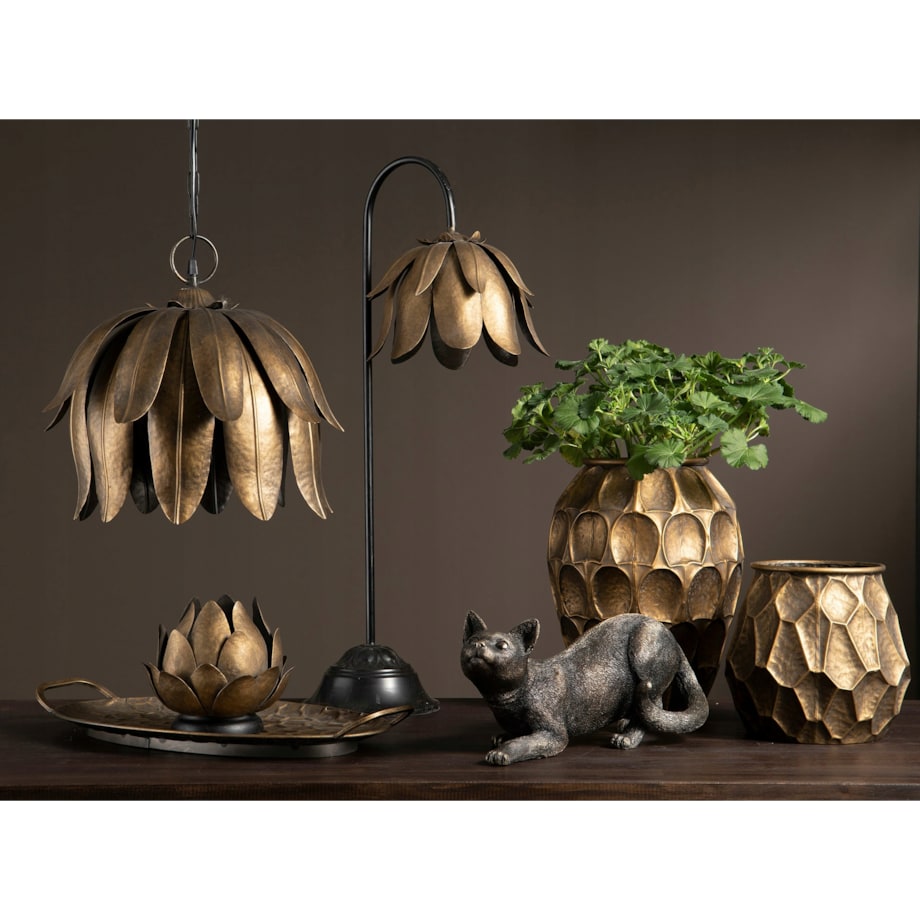 OSŁONKA NA DONICZKĘ INCA metalowa złota śr. 20cm