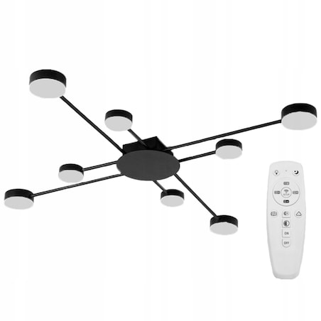 Lampa Sufitowa Nowoczesna Black 8-Ramienna Led