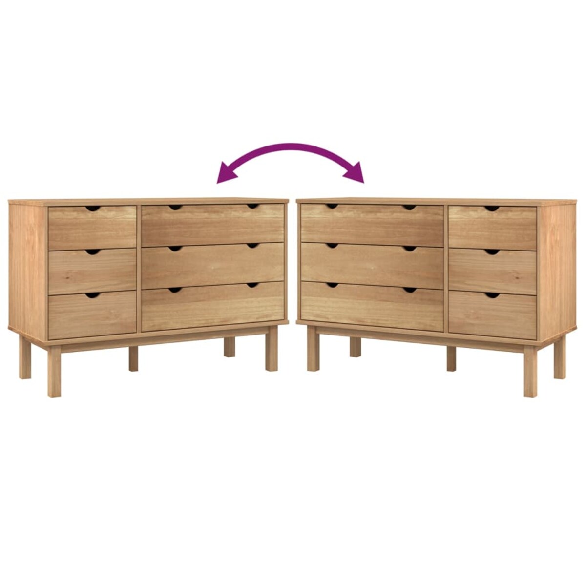 vidaXL Szafka z szufladami OTTA, 111x43x73,5 cm, lite drewno sosnowe