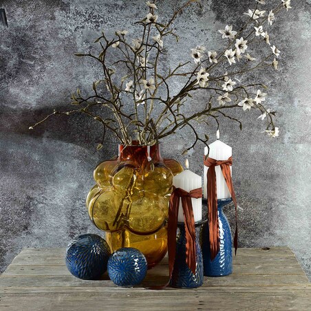 YARINE BLUE Świecznik 11x10x20cm