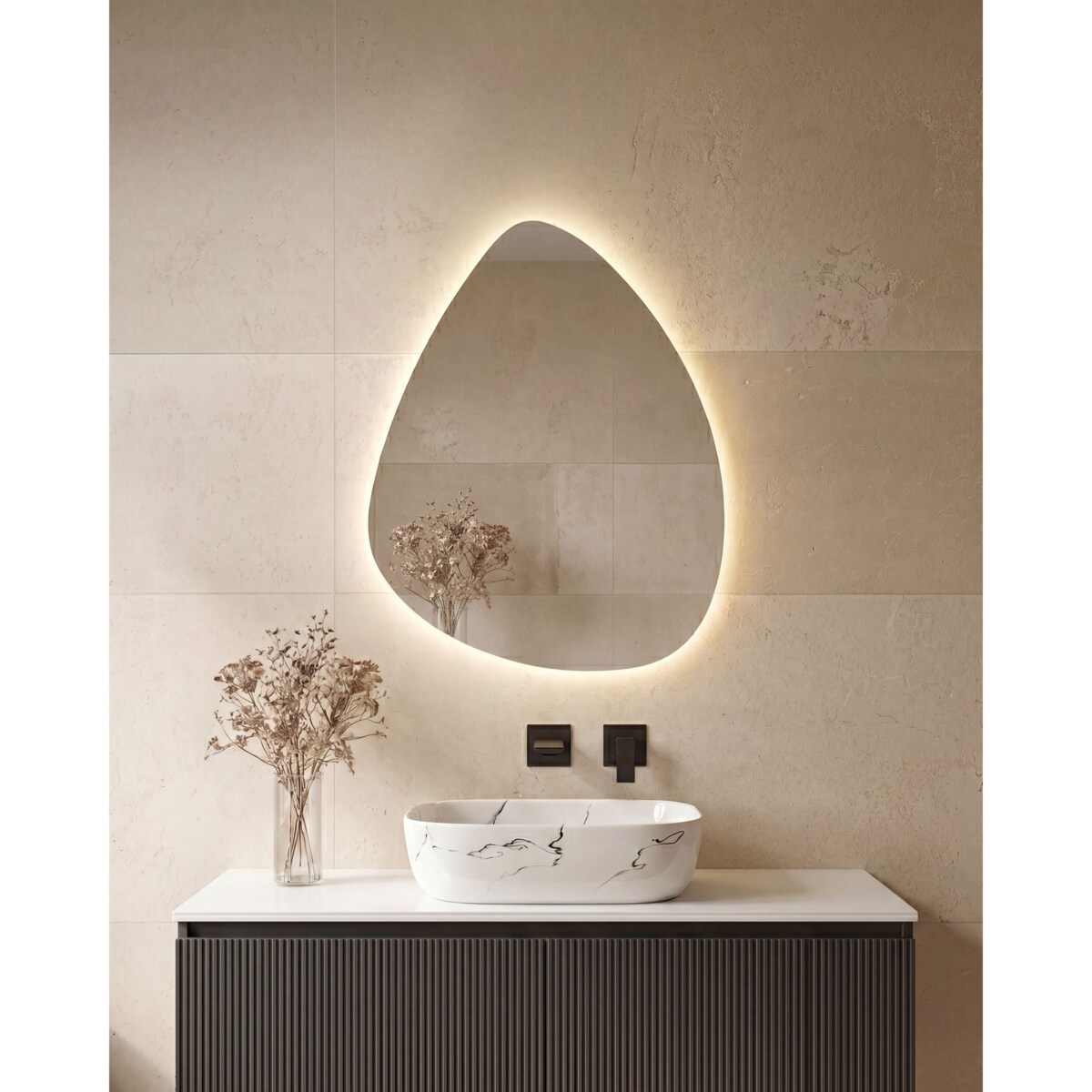 Lustro łazienkowe LED LUGNY 70 cm 90 cm Srebrny