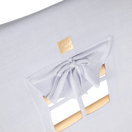 Domek z Drabinką dla Dzieci 60x61cm, Drewno, Len, Wiskoza, Szaroniebieski Domek, Biała Drabinka