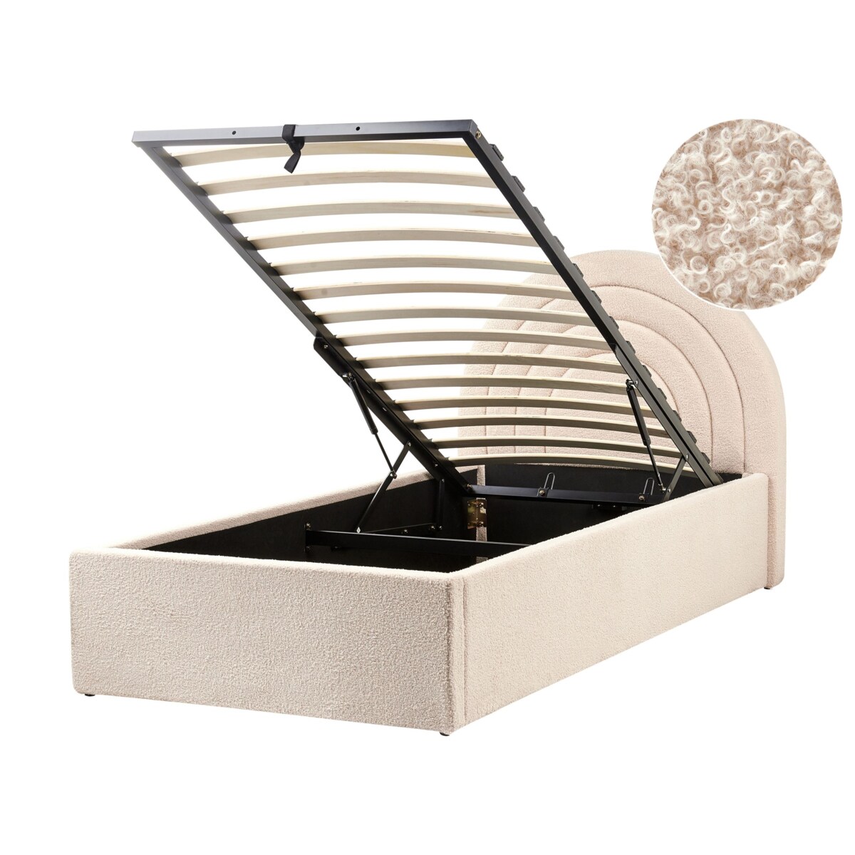 Łóżko z pojemnikiem Boucle ANET 90 x 200 cm Beżowy
