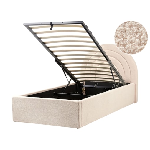 Łóżko z pojemnikiem Boucle ANET 90 x 200 cm Beżowy