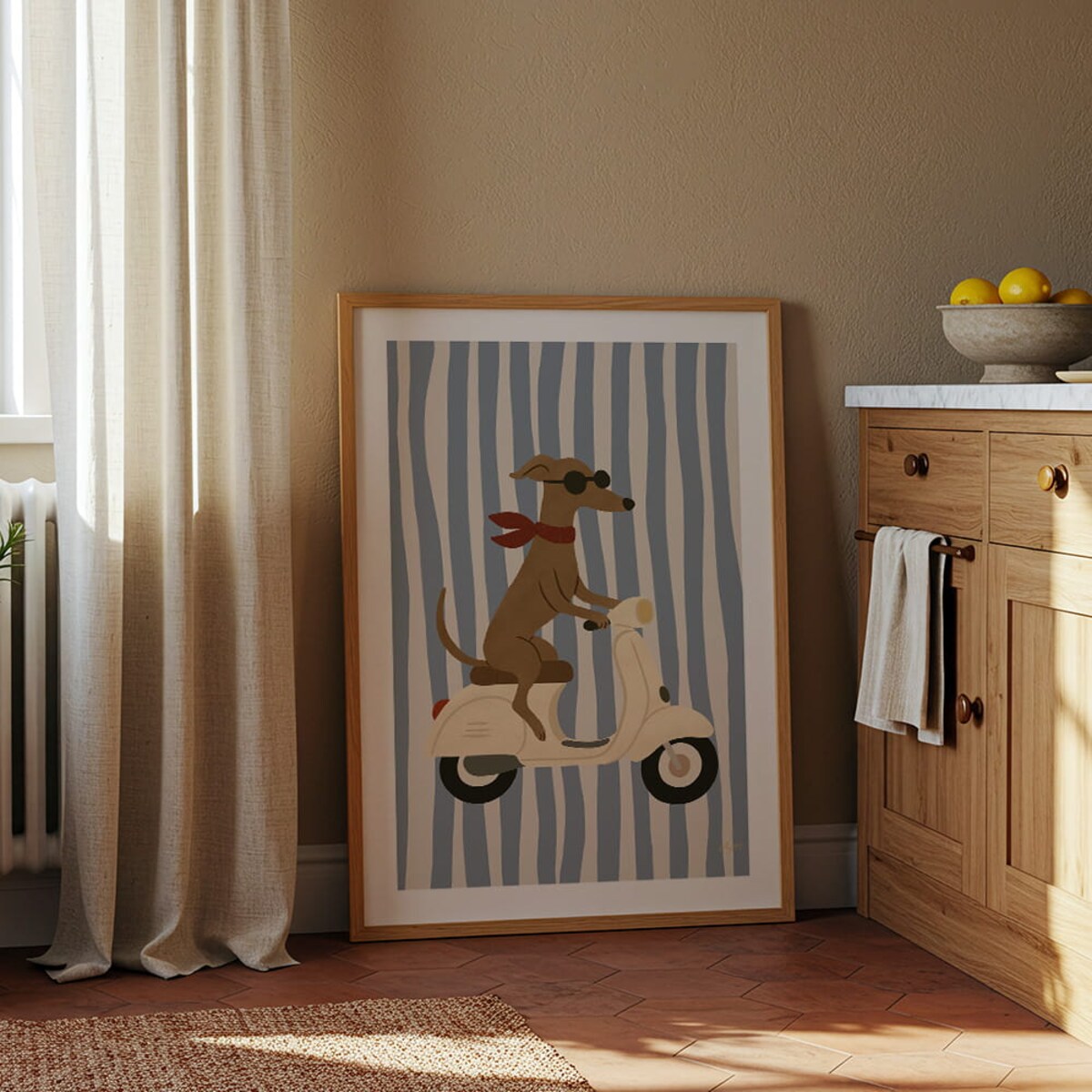 plakat pies na vespie 70x100