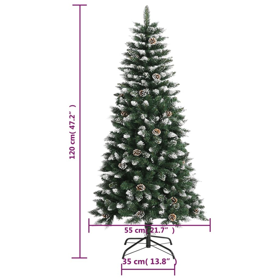 vidaXL Sztuczna choinka ze stojakiem, zielona, 120 cm, PVC