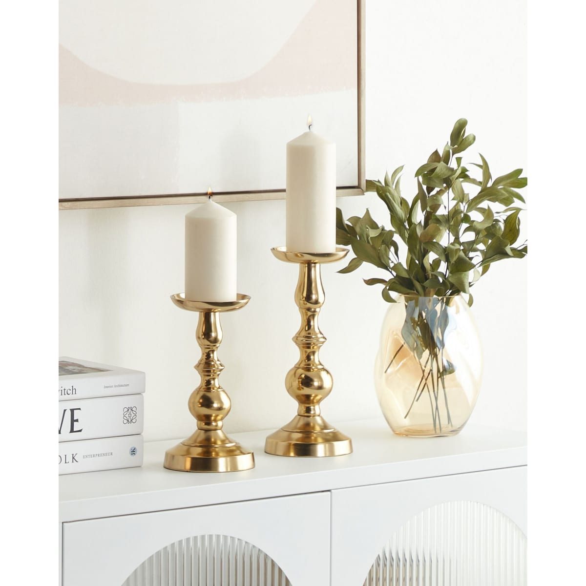 Zestaw 2 świeczników metalowy złoty DIRIN