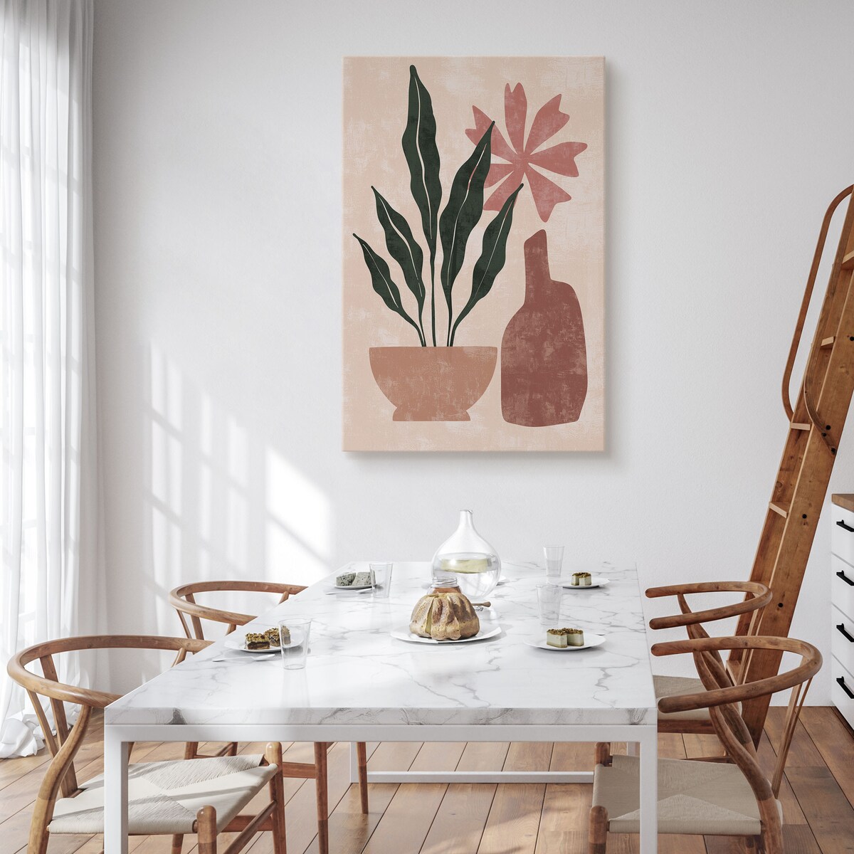 Obraz Palma W Doniczce W Sty;u Boho 30x40cm