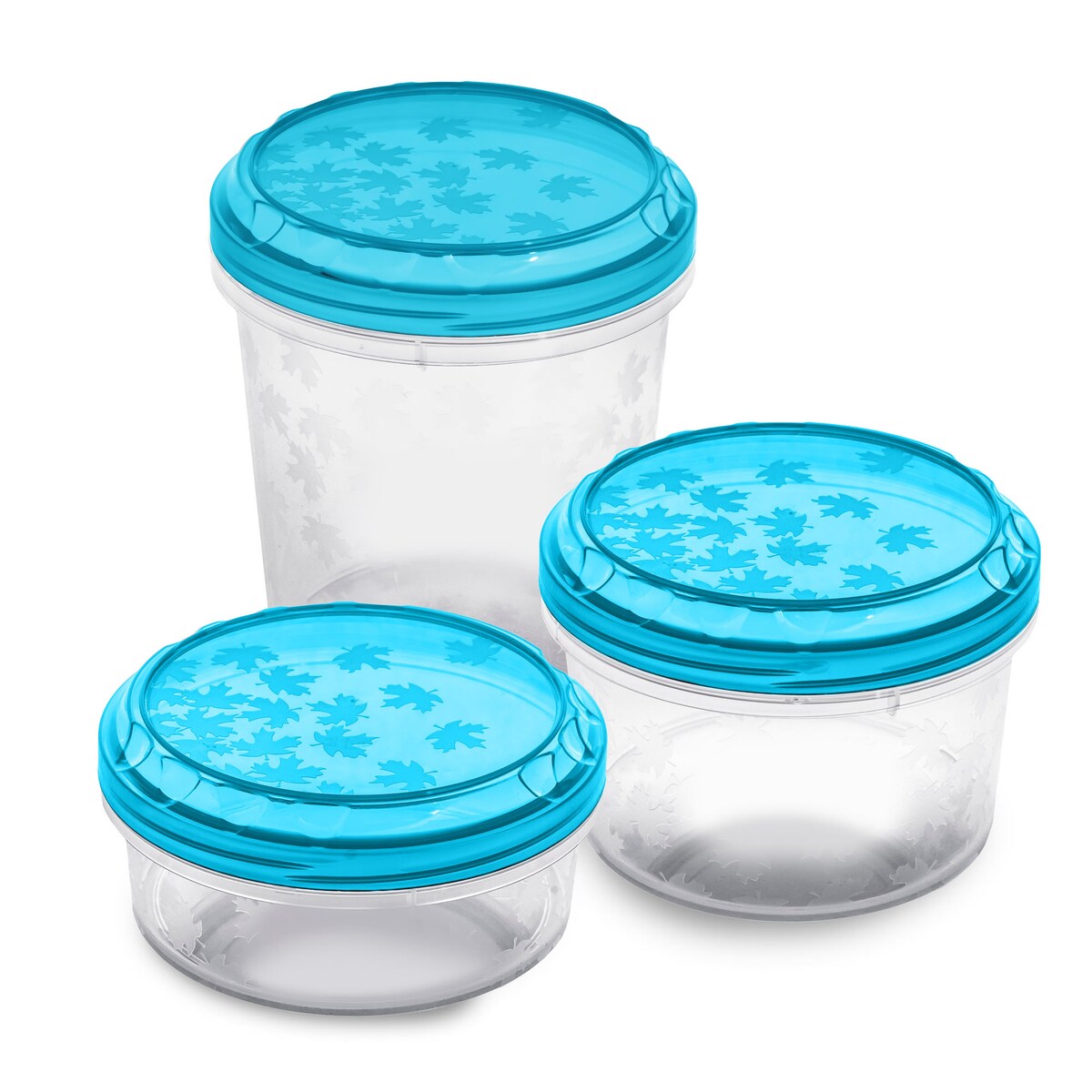 Zestaw Pojemników Plastikowych Do Żywności Okrągłe 3 szt Pojemniki Niebieskie