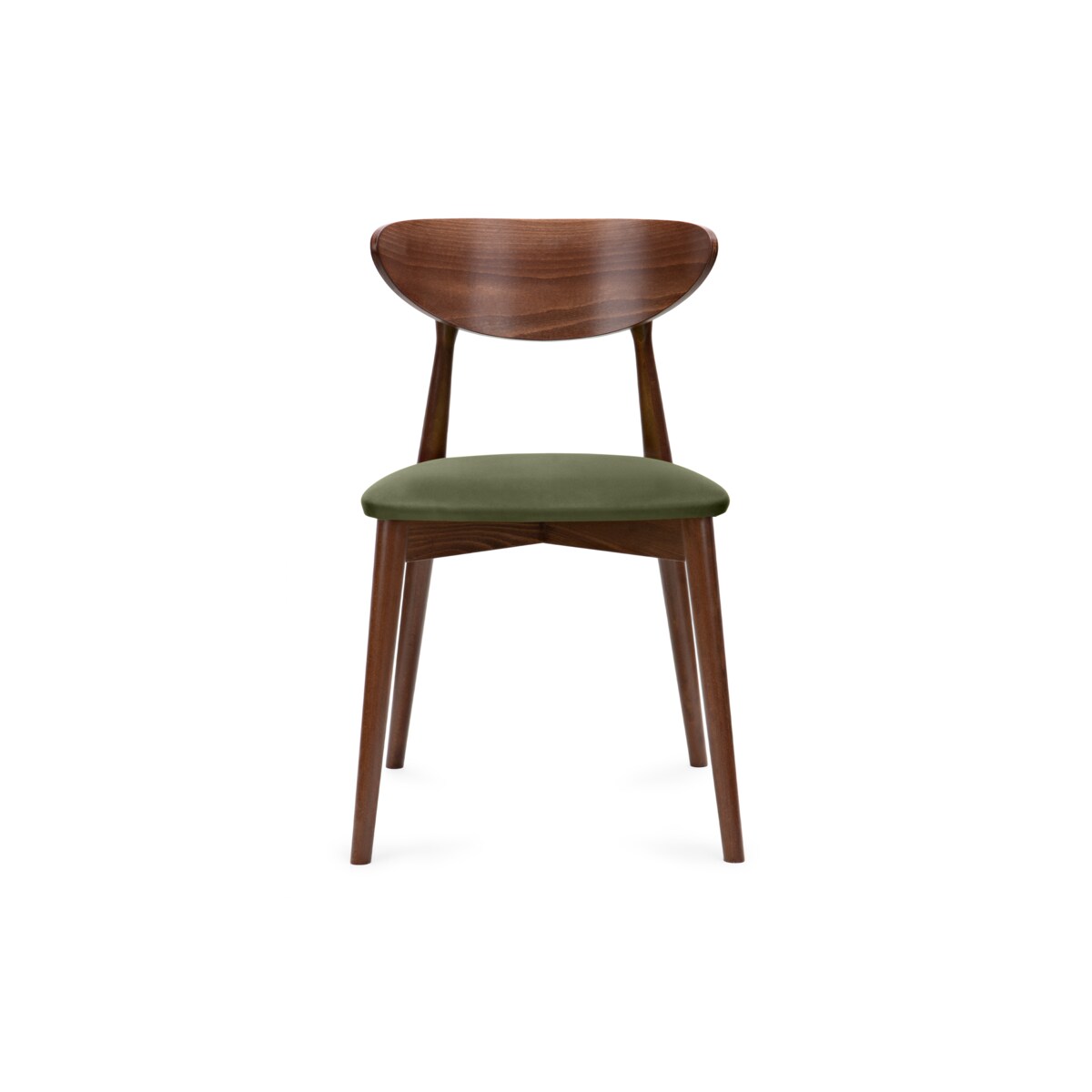 KONSIMO RABI drewniane krzesło orzech zielony welur