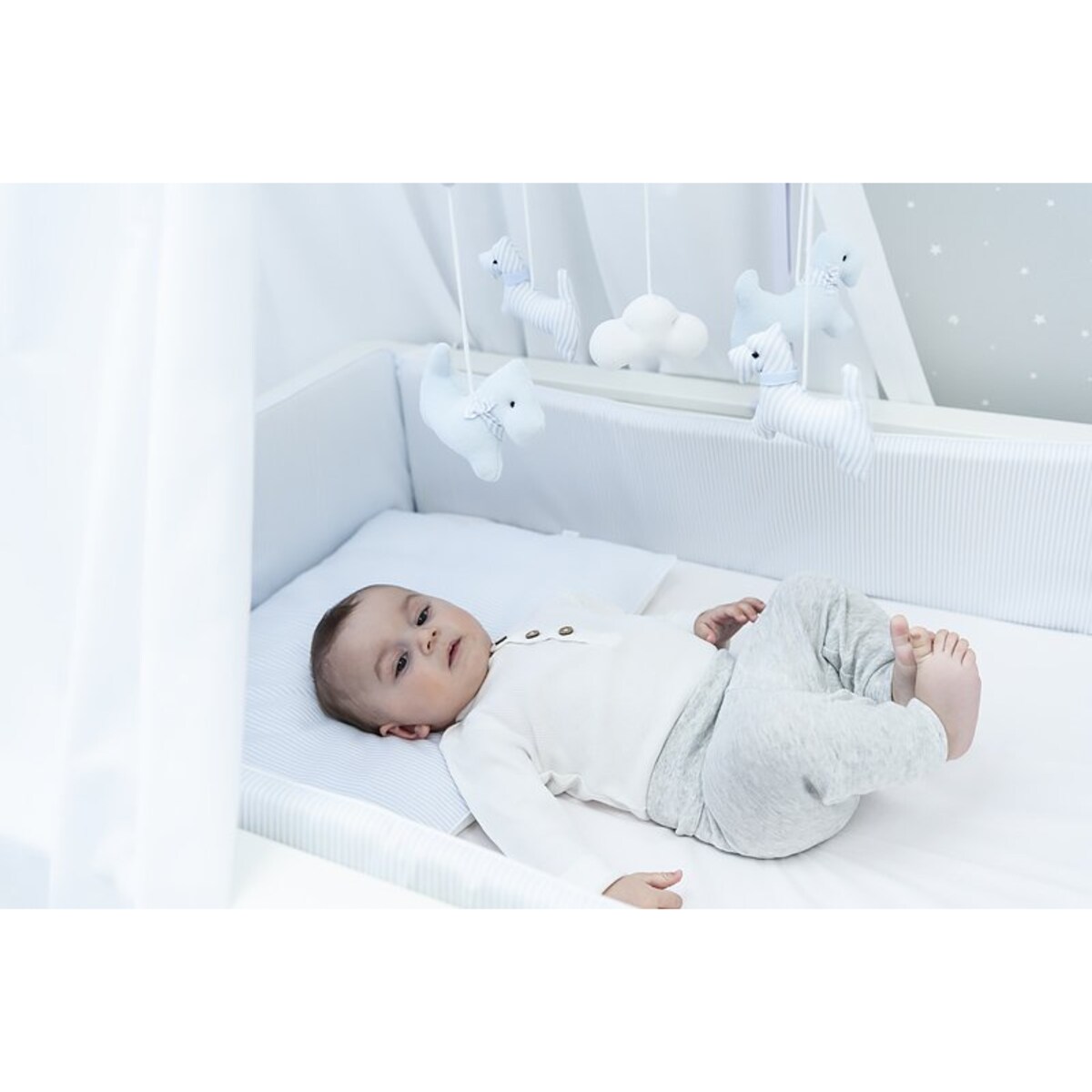 Karuzelka z błękitnymi pieskami