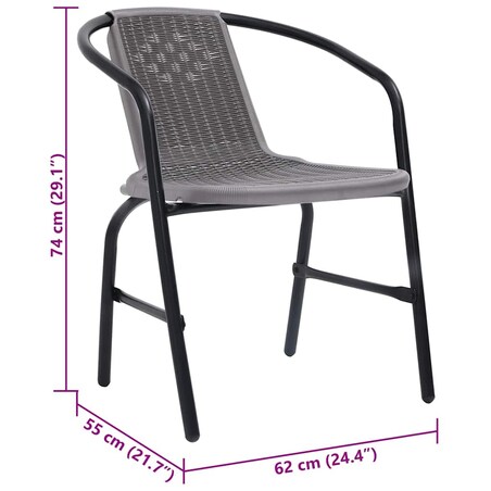 vidaXL Krzesła ogrodowe, 4 szt., rattan syntetyczny i stal, 110 kg