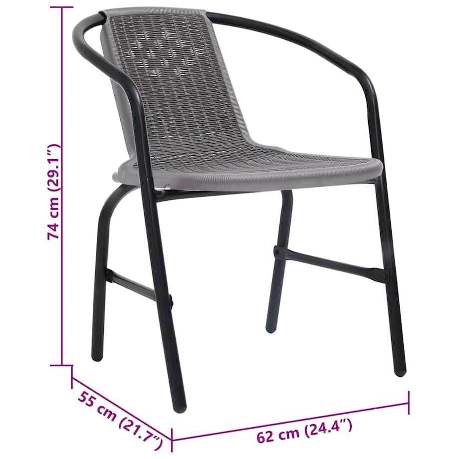 vidaXL Krzesła ogrodowe, 4 szt., rattan syntetyczny i stal, 110 kg