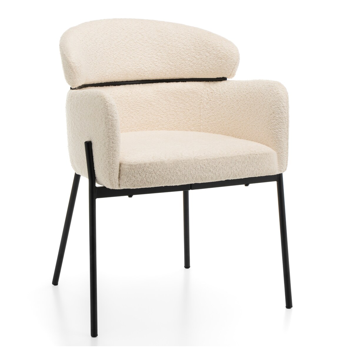 Krzesło tapicerowane boucle do salonu BOLZANO jasnobeżowe ecru