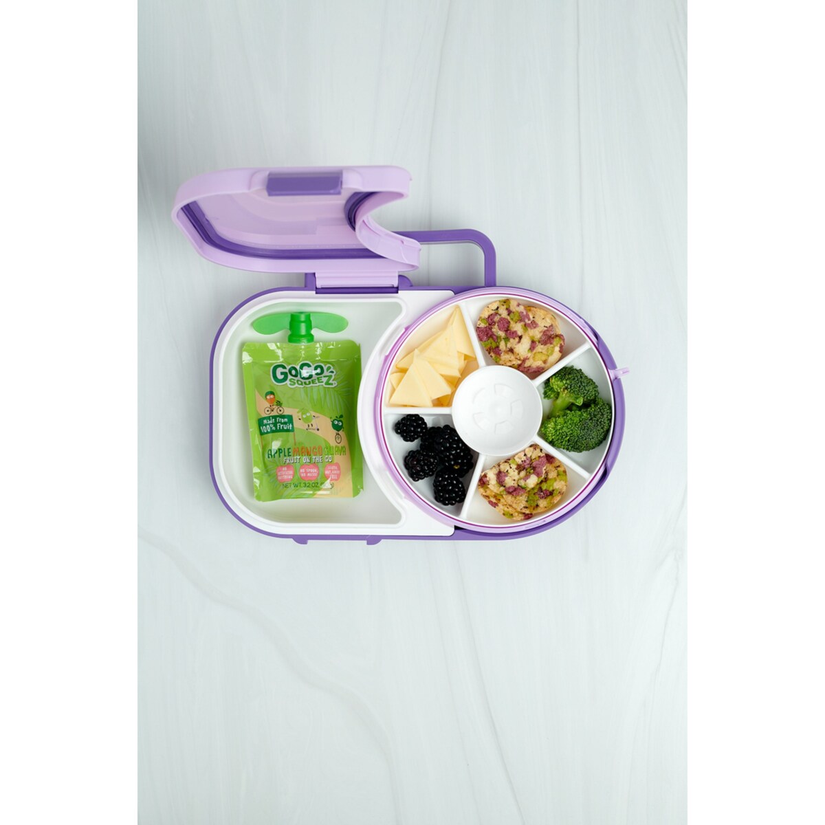 GOBE 2IN1 LUNCHBOX & SNACK SPINNER śniadaniówka dla dzieci, Grape Purple