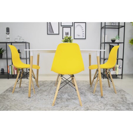 Krzesło Do Jadalni Kuchni Salonu Osaka Żółte / Nogi Naturalne