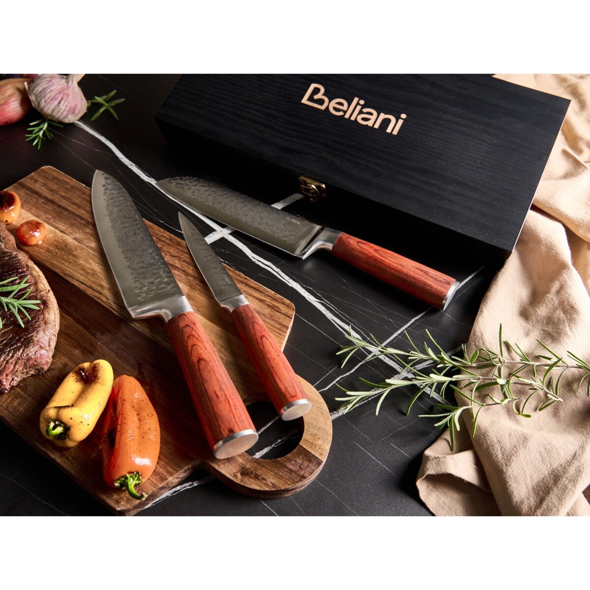 Zestaw 3 noży KASHIWA Brązowy