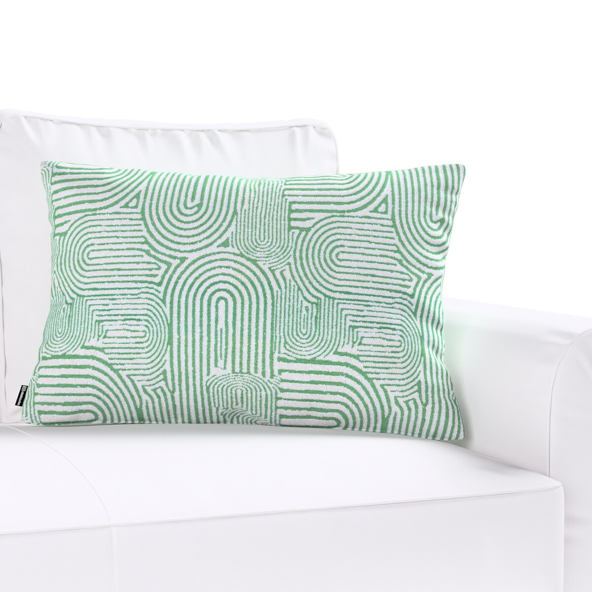 Poszewka Kinga na poduszkę prostokątną 47x28 miętowe łuki na kremowym tle