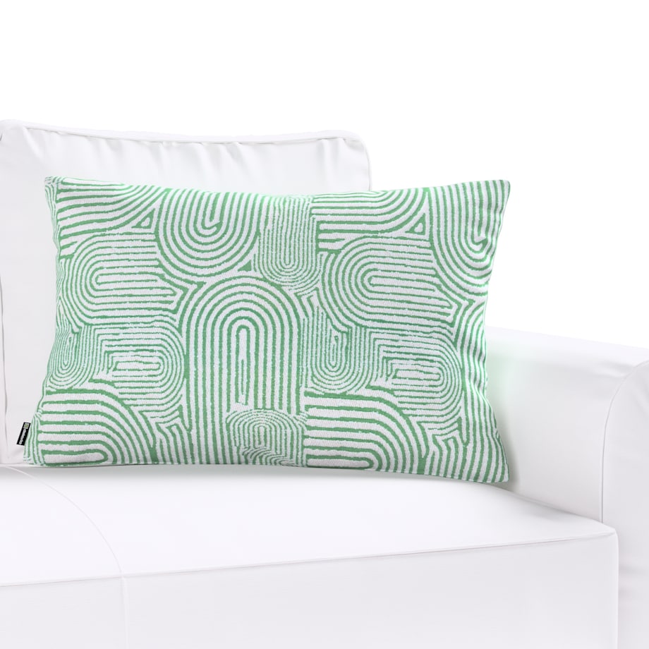Poszewka Kinga na poduszkę prostokątną 47x28 miętowe łuki na kremowym tle