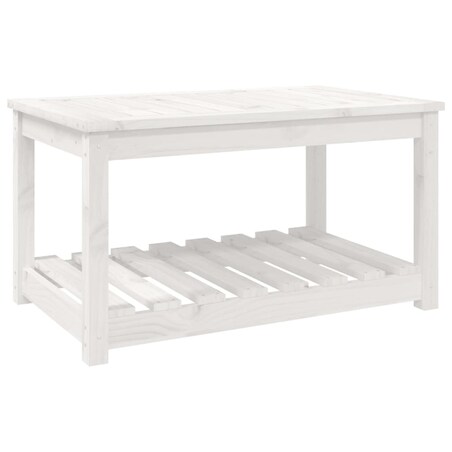 vidaXL Stolik ogrodowy, biały, 82,5x50,5x45 cm, lite drewno sosnowe