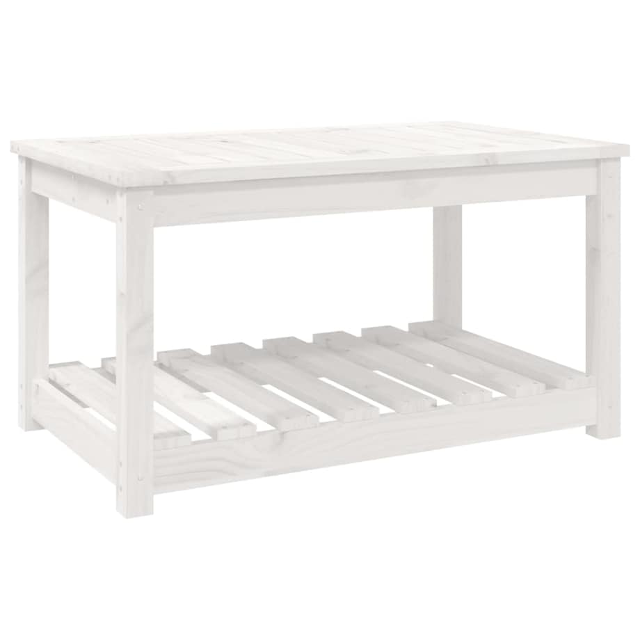 vidaXL Stolik ogrodowy, biały, 82,5x50,5x45 cm, lite drewno sosnowe