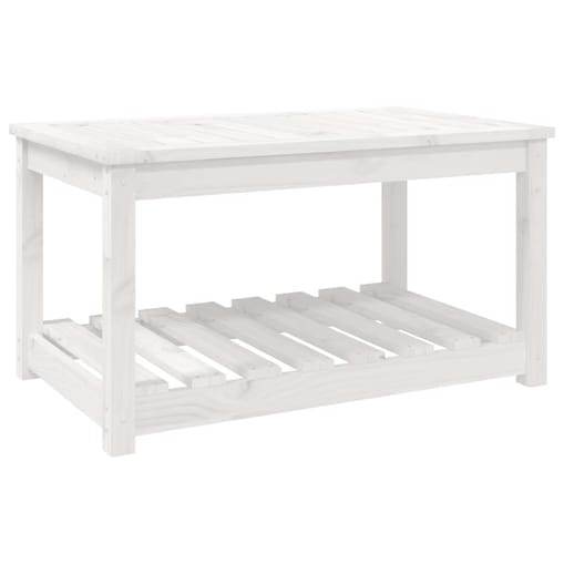 vidaXL Stolik ogrodowy, biały, 82,5x50,5x45 cm, lite drewno sosnowe