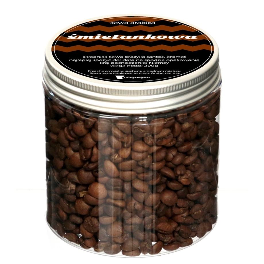 Kawa aromatyzowana o smaku ŚMIETANKOWYM ziarnista ARABICA Cup&You 200g na prezent upominek dla kobiety mężczyzny faceta mamy taty żony męża