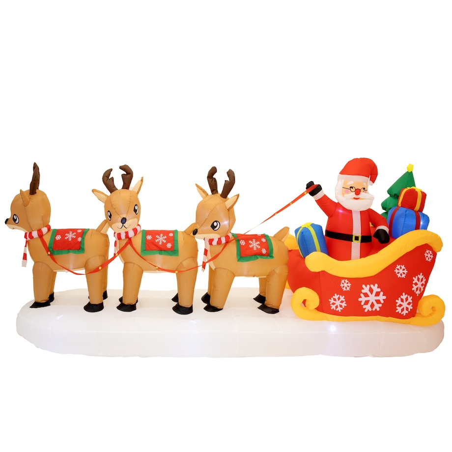 Nadmuchiwana ozdoba Mikołaj na saniach renifery świąteczne dmuchane