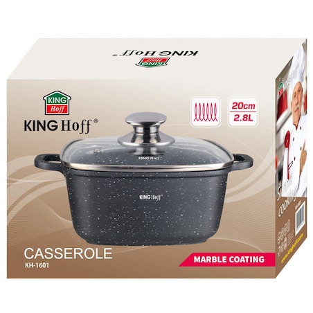 Garnek kwadratowy Z powłoką marmurową 2.8L 20cm indukcja gaz KINGHOFF
