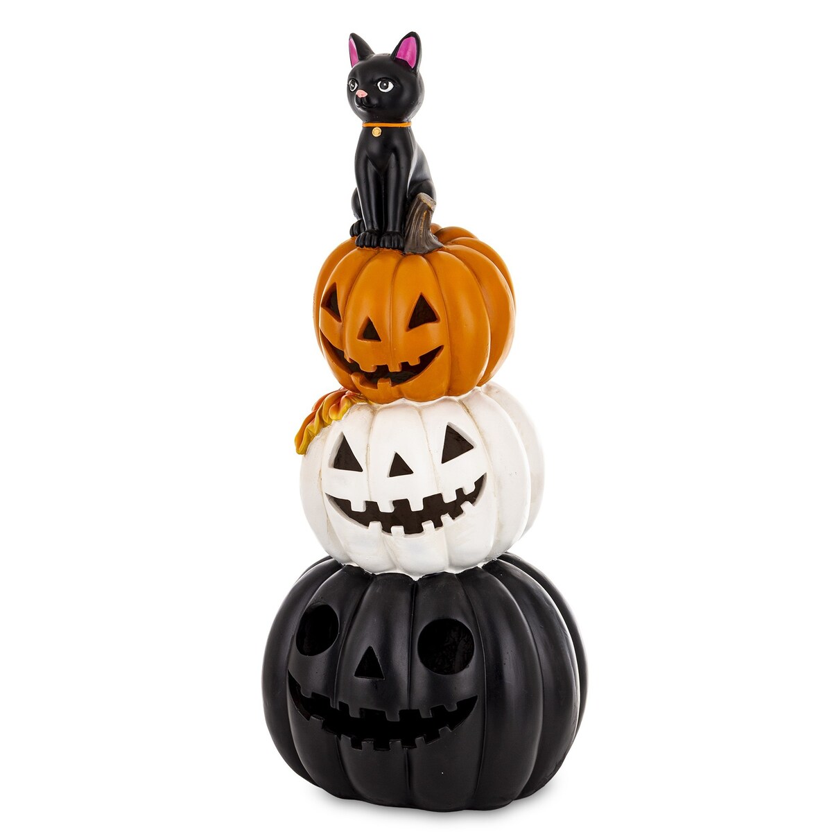 Dekoracja Halloween LED- bałwanek z dyń TURRIS z kotem na wierzchołku