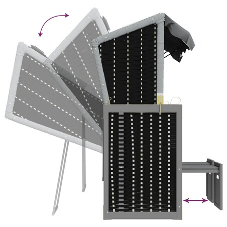 vidaXL Kosz plażowy z zadaszeniem, rattan PE i drewno, antracyt-czerń