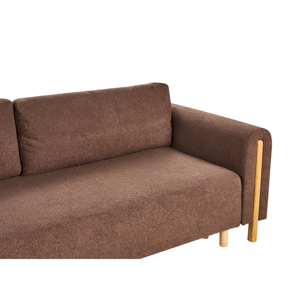 Sofa rozkładana dla 3 osób KVAM Boucle Brązowy ze schowkiem