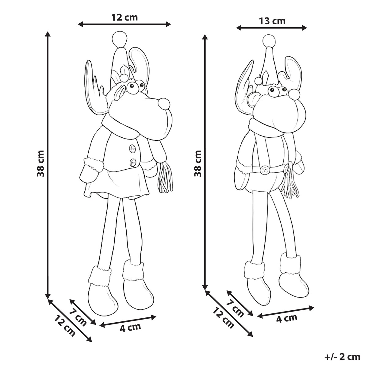 Zestaw 2 dekoracji świątecznych VATNDALSVATNET Renifer 38 cm Kolorowy
