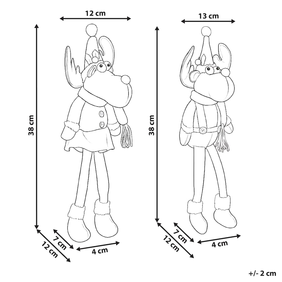 Zestaw 2 dekoracji świątecznych VATNDALSVATNET Renifer 38 cm Kolorowy