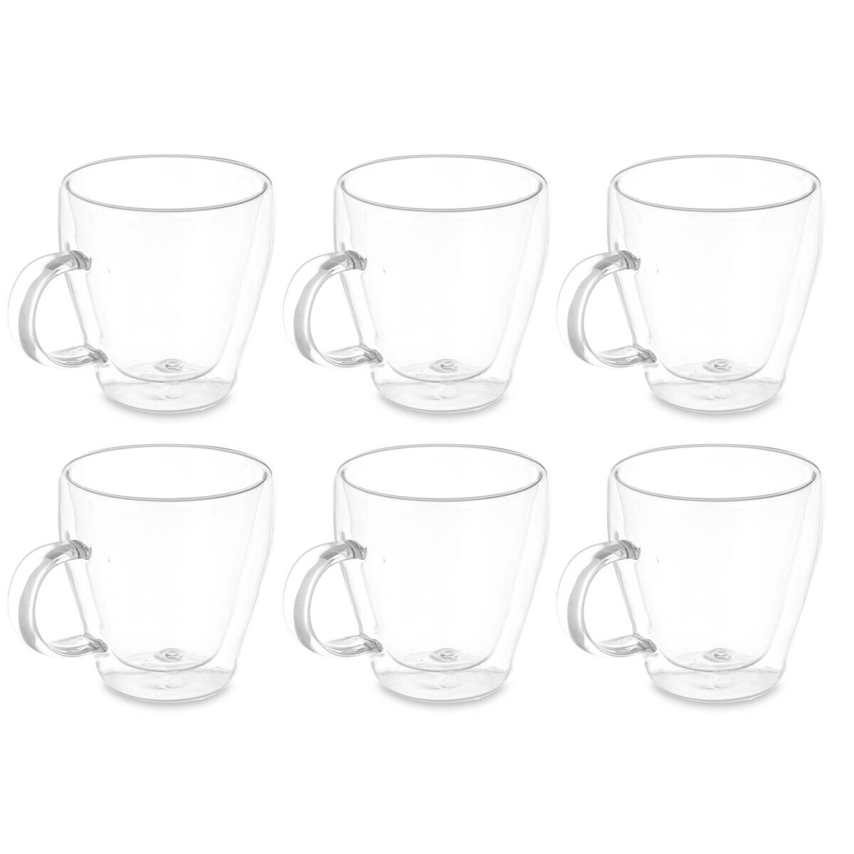 Zestaw kubków z podwójnym dnem i ściankami, 6 sztuk, 270 ml