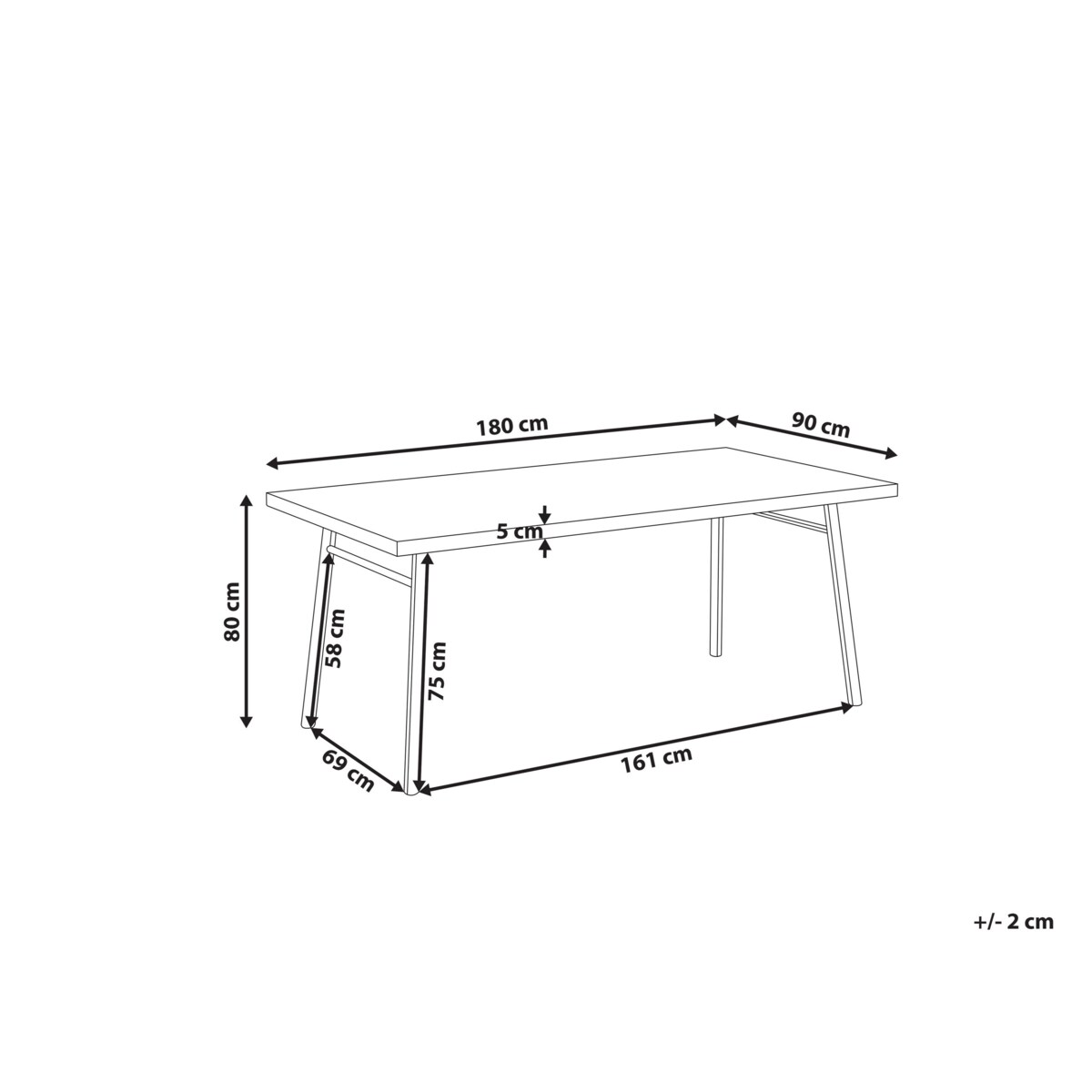 Stół do jadalni 180 x 90 cm jasne drewno z czarnym IVORIE