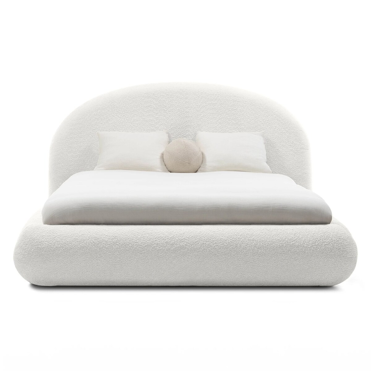 Łóżko tapicerowane 160x200 cm białe bouclé Riaci