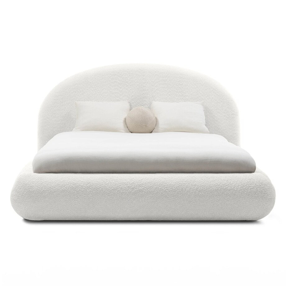 Łóżko tapicerowane 160x200 cm białe bouclé Riaci