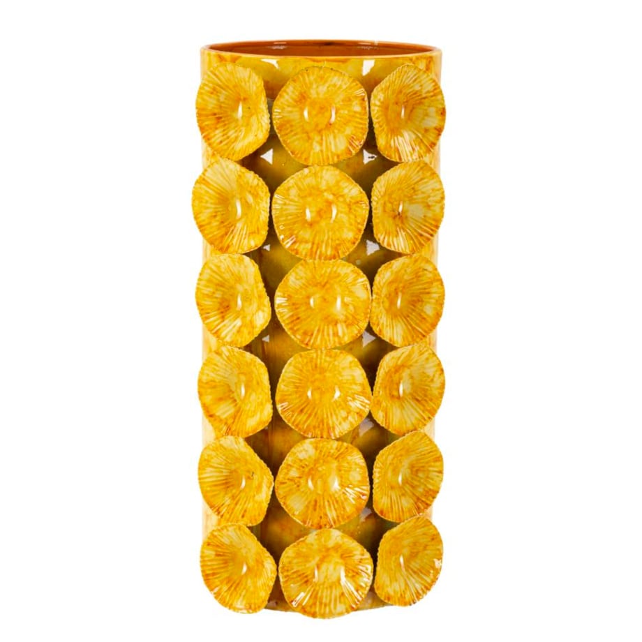 Osłonka dekoracyjna Drop, kolor żółty, żelazo, 16 x 15 x 33 cm, styl nowoczesny, na doniczkę do salonu, Mauro Ferretti