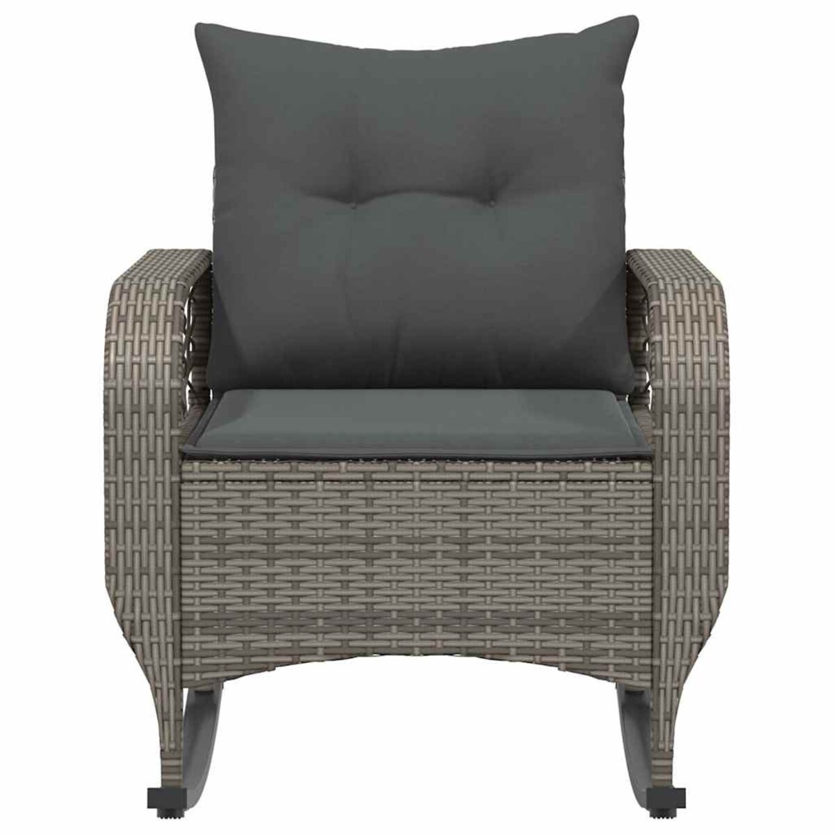 vidaXL Bujane krzesło ogrodowe z poduszkami, szare, polirattan