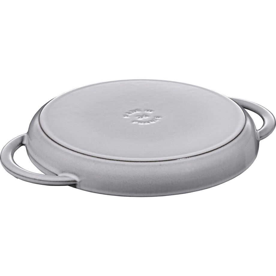 Okrągła patelnia żeliwna grillowa Staub z dwoma uchwytami - 22 cm, Grafitowy